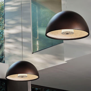 Suspension Dôme Noir avec Intérieur en Plâtre Embossé Élégant-Luire