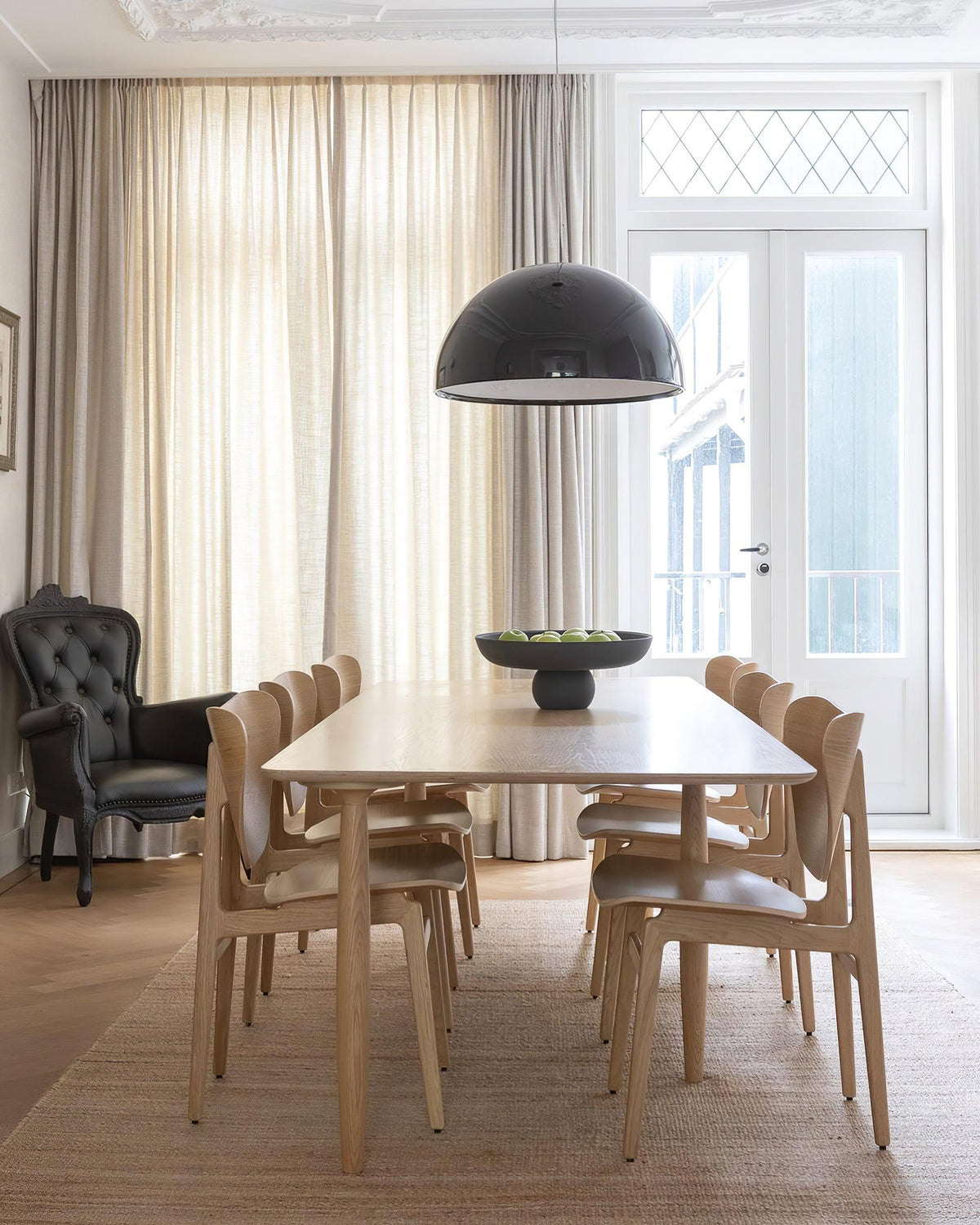 Pendant Lamp Black Dome with Embossed Plaster Interior Elegant-Neutral Decor