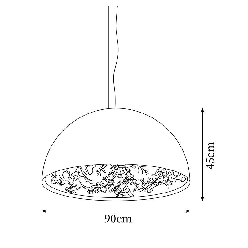 Pendant Lamp Black Dome with Embossed Plaster Interior Elegant-Neutral Decor