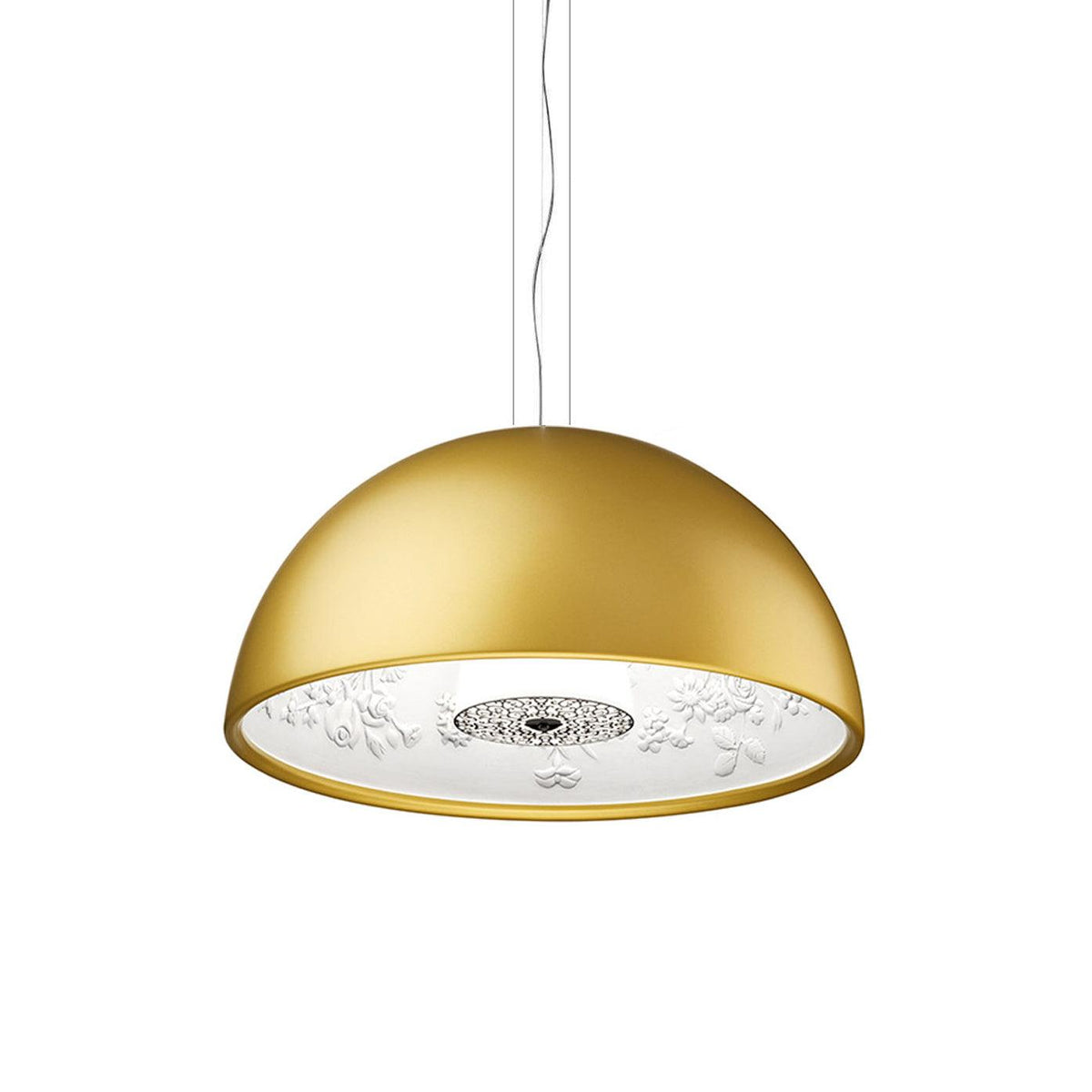 Pendant Lamp Black Dome with Embossed Plaster Interior Elegant-Neutral Decor
