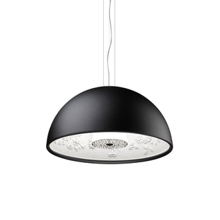 Suspension Dôme Noir avec Intérieur en Plâtre Embossé Élégant-Luire