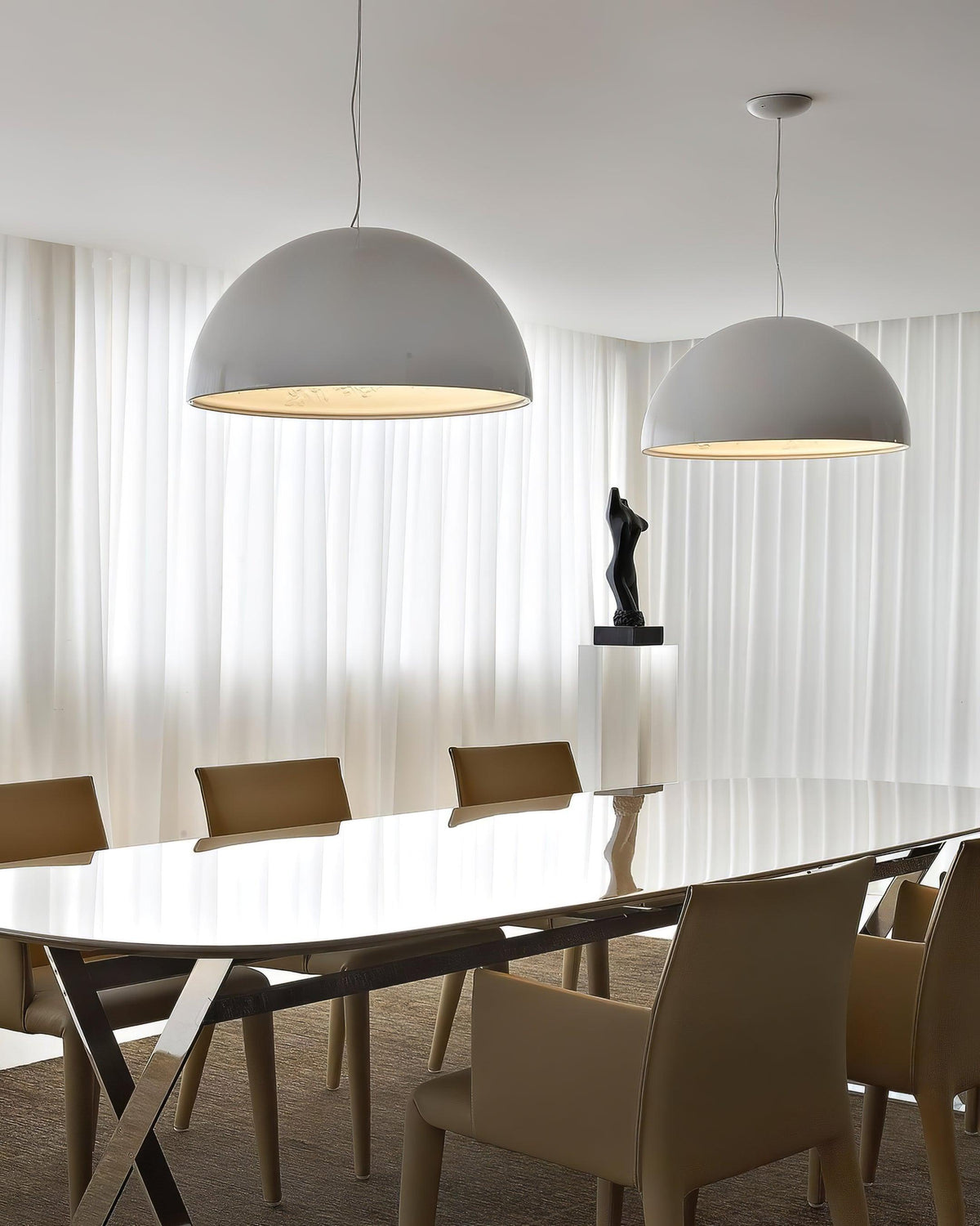 Pendant Lamp Black Dome with Embossed Plaster Interior Elegant-Neutral Decor