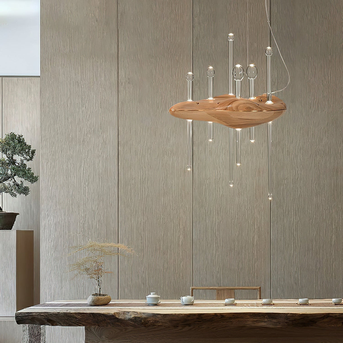 Umare Fantaisiste Chêne Verre Pendentif Lumière