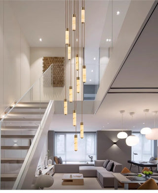 Slender Alabaster Column Chandelier-Neutral Decor