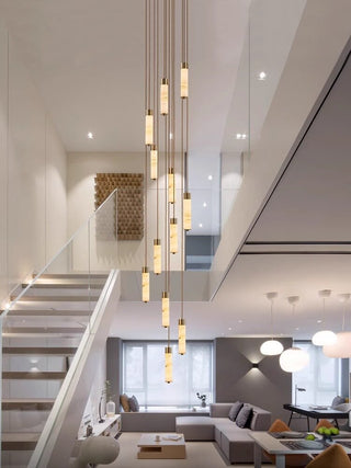 Slender Alabaster Column Chandelier-Neutral Decor