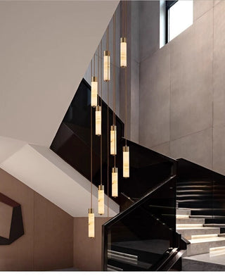 Slender Alabaster Column Chandelier-Neutral Decor