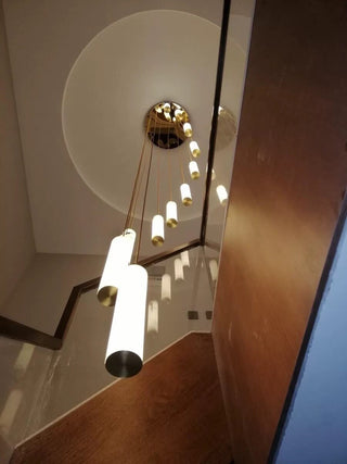 Slender Alabaster Column Chandelier-Neutral Decor
