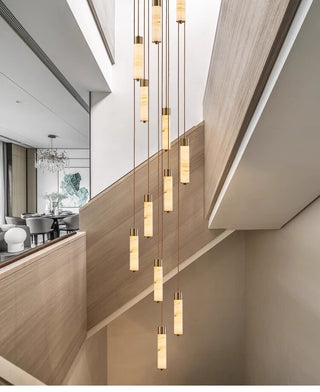 Slender Alabaster Column Chandelier-Neutral Decor