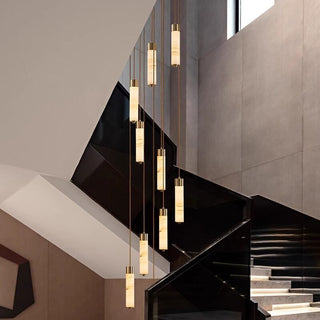 Slender Alabaster Column Chandelier-Neutral Decor