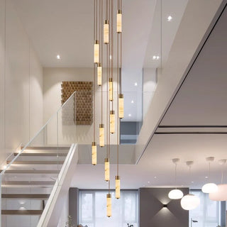 Slender Alabaster Column Chandelier-Neutral Decor