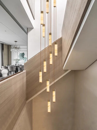 Slender Alabaster Column Chandelier-Neutral Decor