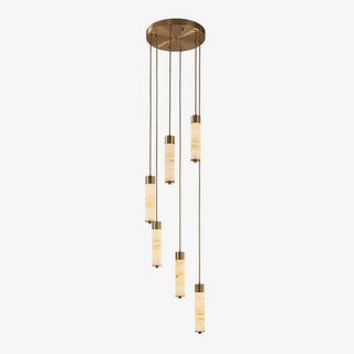 Slender Alabaster Column Chandelier-Neutral Decor