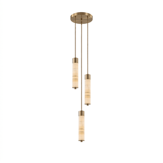 Slender Alabaster Column Chandelier-Neutral Decor