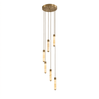 Slender Alabaster Column Chandelier-Neutral Decor