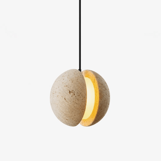 Sliced Travertine Globe Pendant Lamp-Neutral Decor