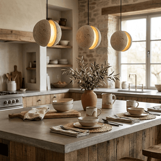 Sliced Travertine Globe Pendant Lamp-Neutral Decor