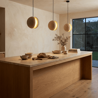 Sliced Travertine Globe Pendant Lamp-Neutral Decor