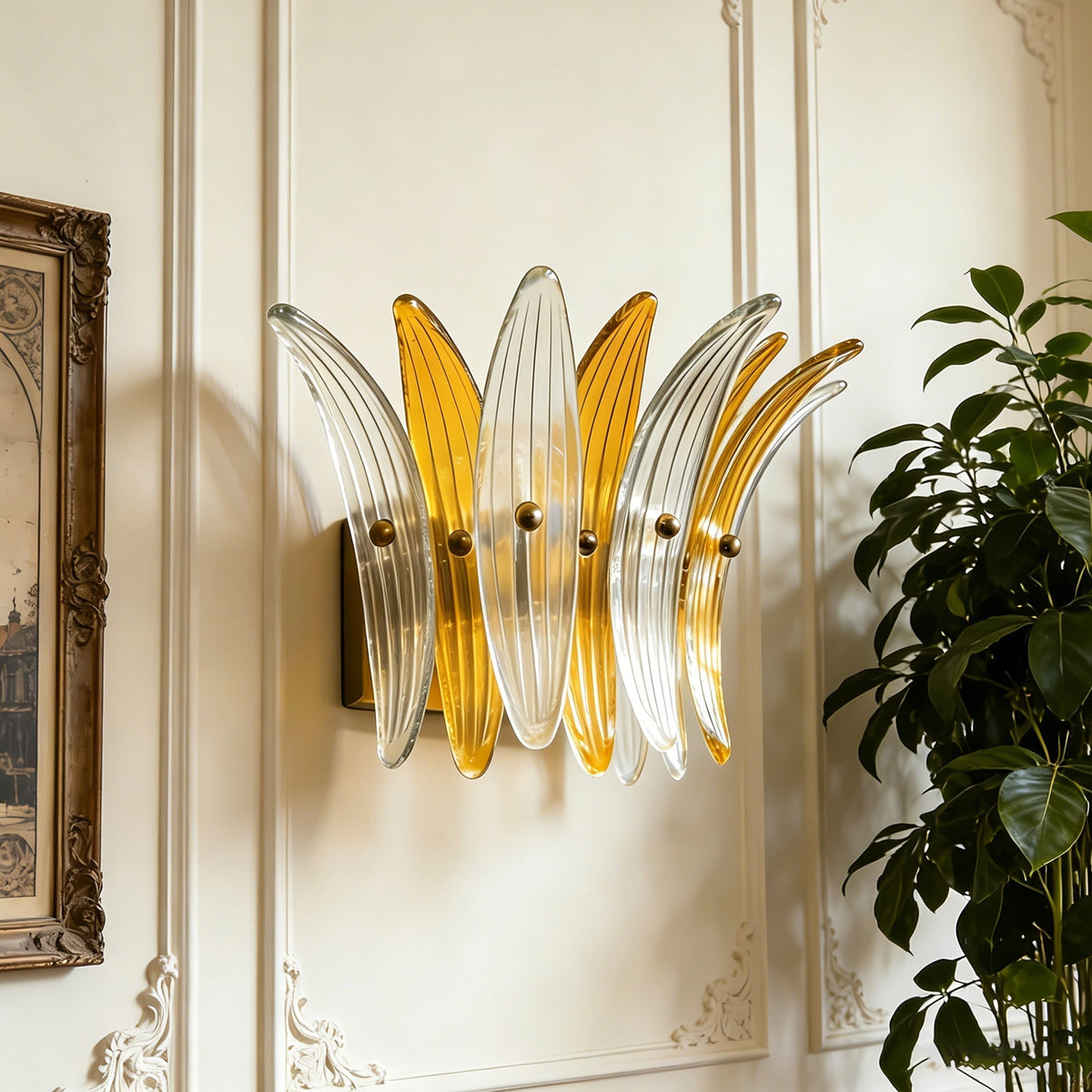 Gold Smeralda Wall Sconce with elegant metallic accents.