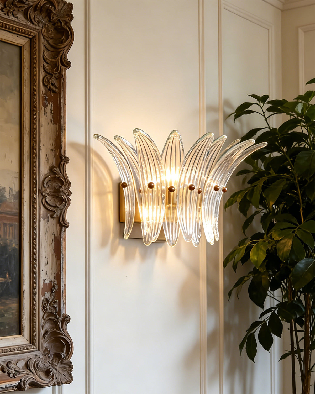 Smeralda Wall Sconce installed in a luxury residential corridor.