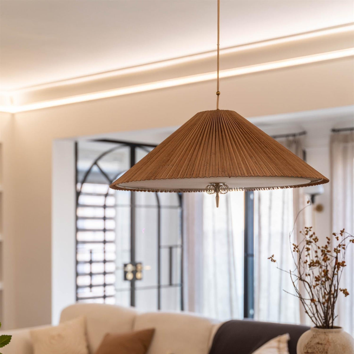 Feyla Natural Woven Pendant Lamp-Neutral Decor