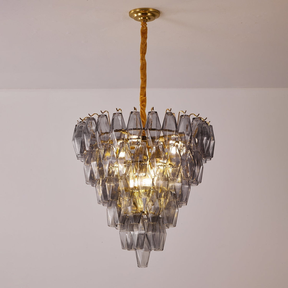 Edreria Lustre Fumée Gris Inversé Cristal Prisme