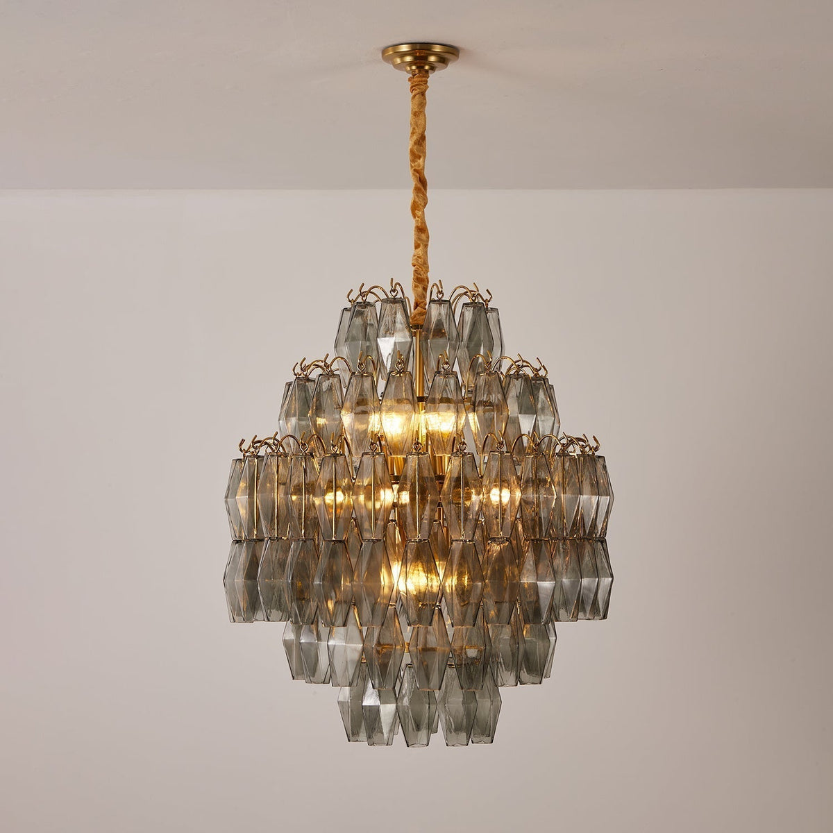 Quinaya Lustre Fumée Gris Prisme Verre Superposé