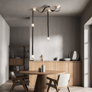Elraearis Moderne Minimaliste LED Cuir Albâtre Lustre