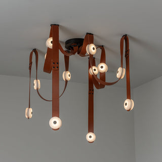 Elraearis Moderne Minimaliste LED Cuir Albâtre Lustre