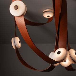 Elraearis Moderne Minimaliste LED Cuir Albâtre Lustre