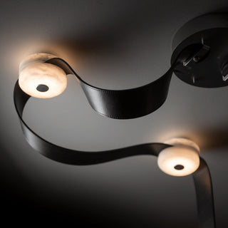 Elraearis Moderne Minimaliste LED Cuir Albâtre Lustre