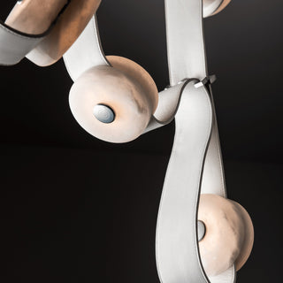 Elraearis Moderne Minimaliste LED Cuir Albâtre Lustre