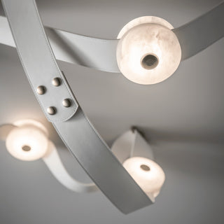 Elraearis Moderne Minimaliste LED Cuir Albâtre Lustre