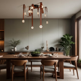 Elraearis Moderne Minimaliste LED Cuir Albâtre Lustre