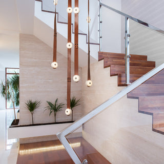 Elraearis Moderne Minimaliste LED Cuir Albâtre Lustre