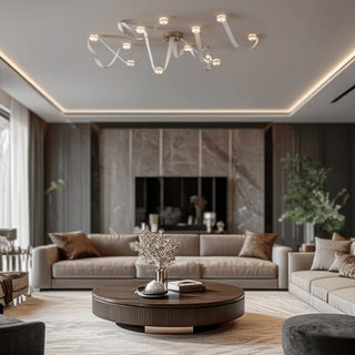 Elraearis Moderne Minimaliste LED Cuir Albâtre Lustre