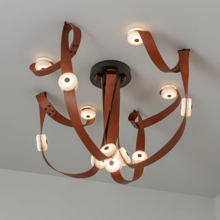 Elraearis Moderne Minimaliste LED Cuir Albâtre Lustre