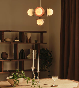 Snowflake Alabaster Orb Chandelier-Neutral Decor