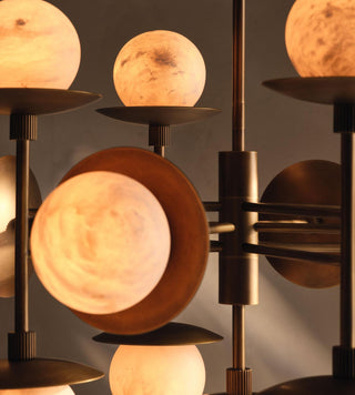 Snowflake Alabaster Orb Chandelier-Neutral Decor