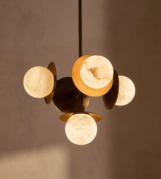 Snowflake Alabaster Orb Chandelier-Neutral Decor