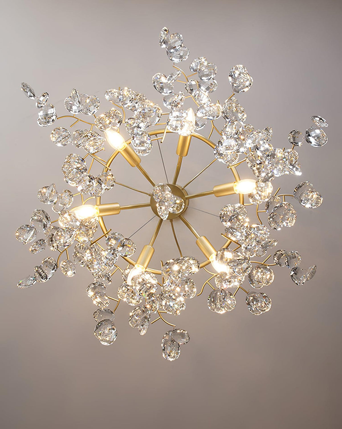 Talisse Lustre Cristal Branche Or LED