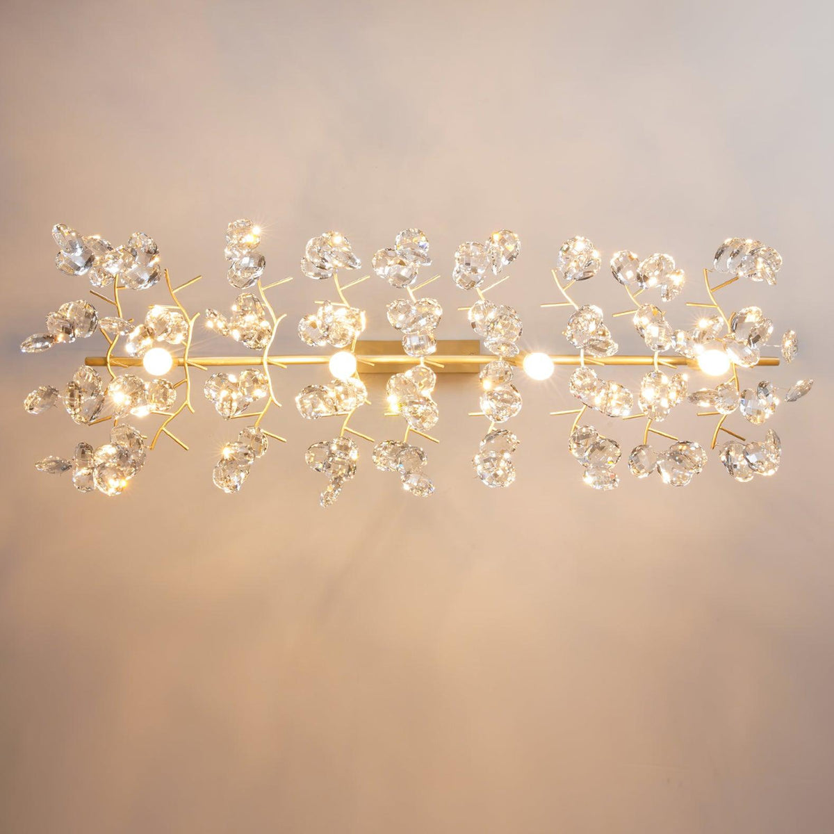 Talisse Lustre Cristal Branche Or LED