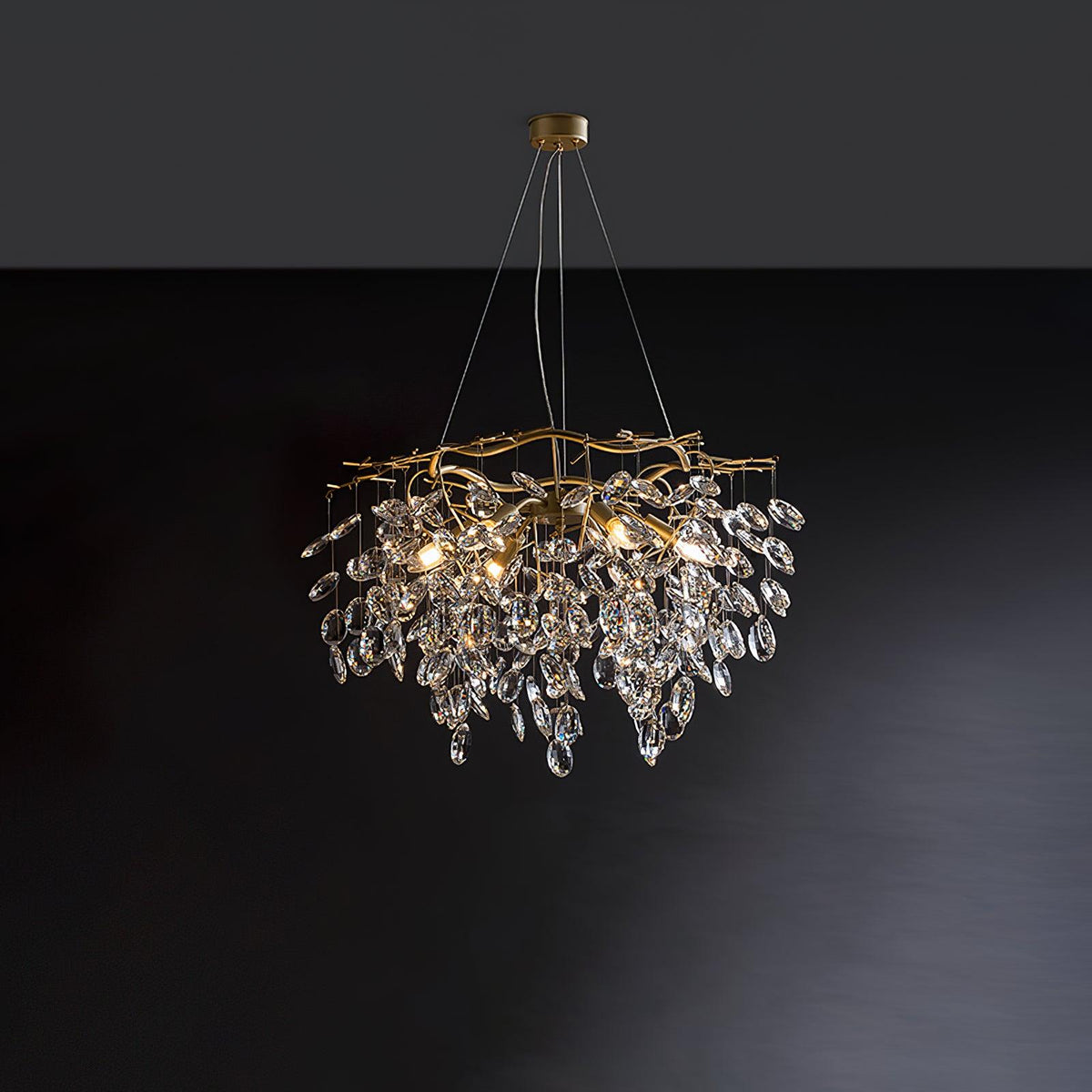 Talisse Lustre Cristal Branche Or LED