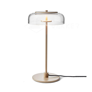 Rinelette Lampe de Table Verre Clair Ombrelle Bois Base