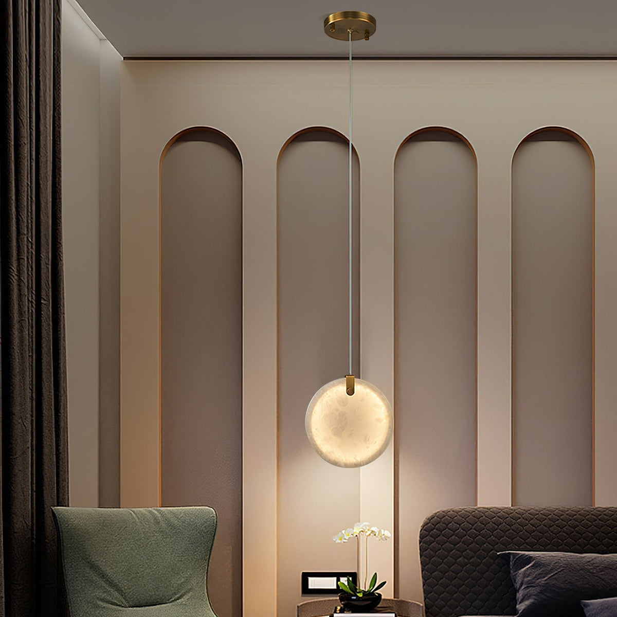 Utalionis Moderne Minimaliste Laiton Albâtre Suspension