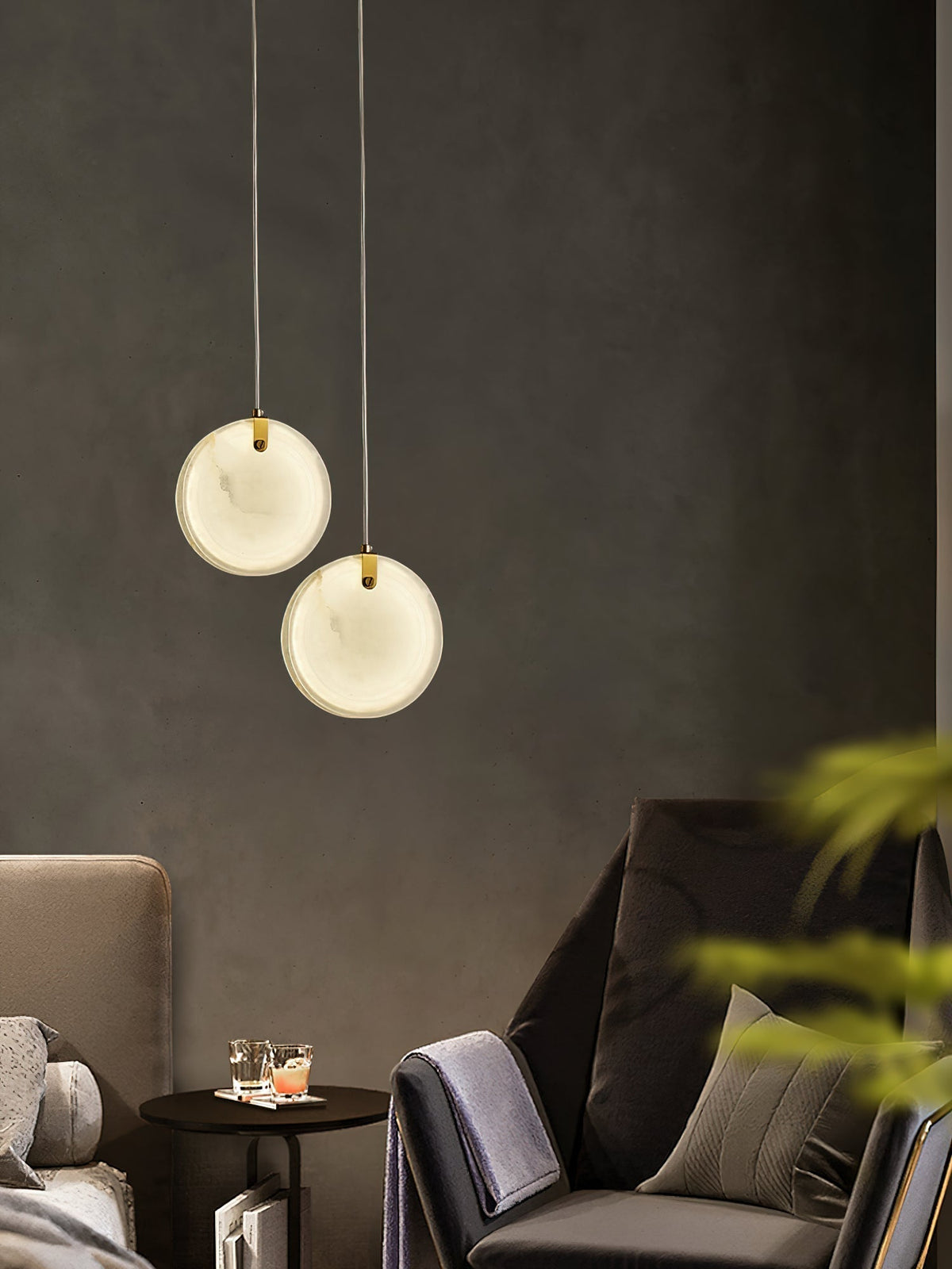 Utalionis Moderne Minimaliste Laiton Albâtre Suspension