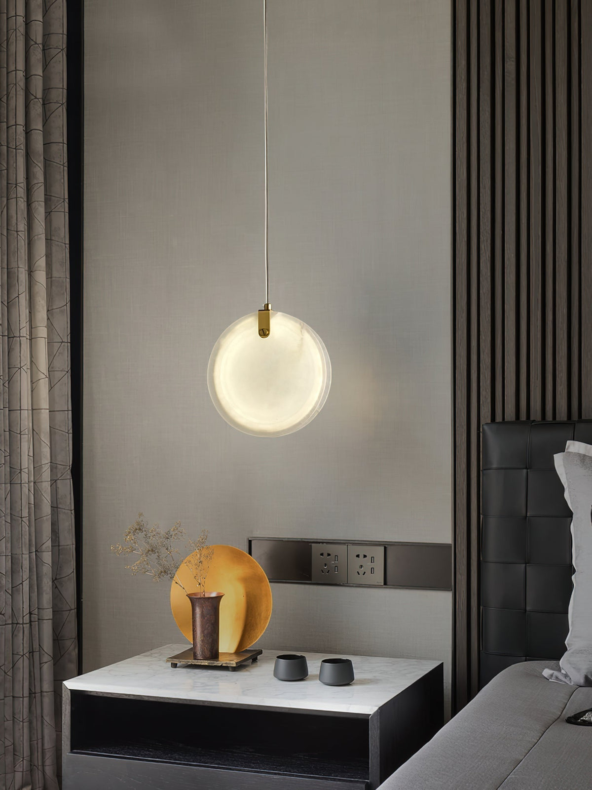 Utalionis Moderne Minimaliste Laiton Albâtre Suspension