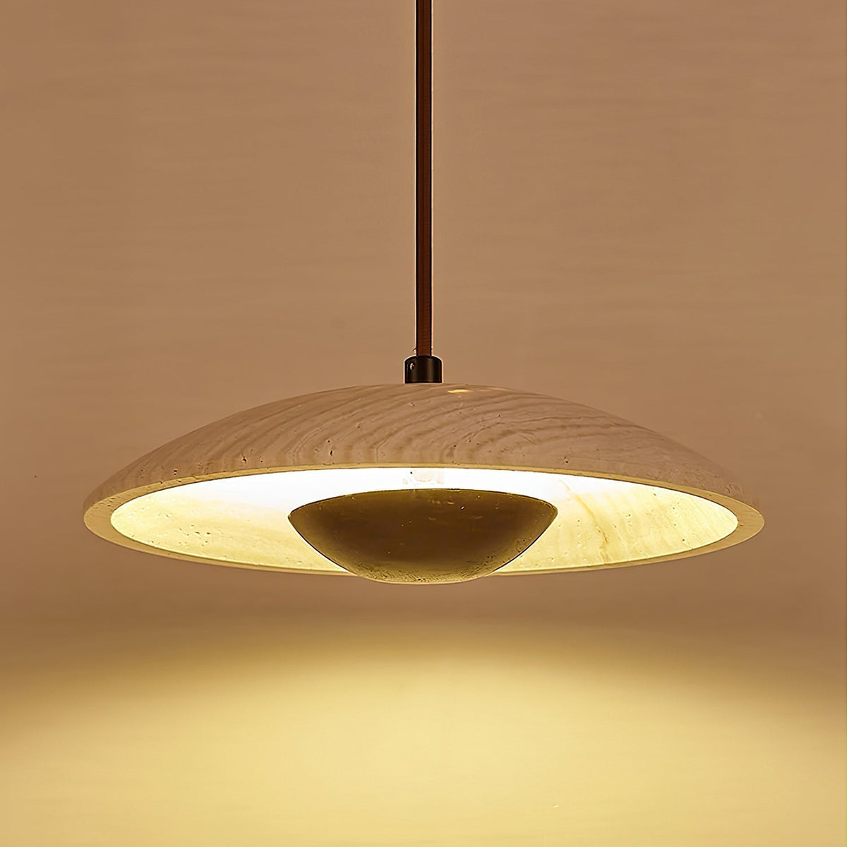 Deleria Large-Bord Travertin Pendentif Lumière