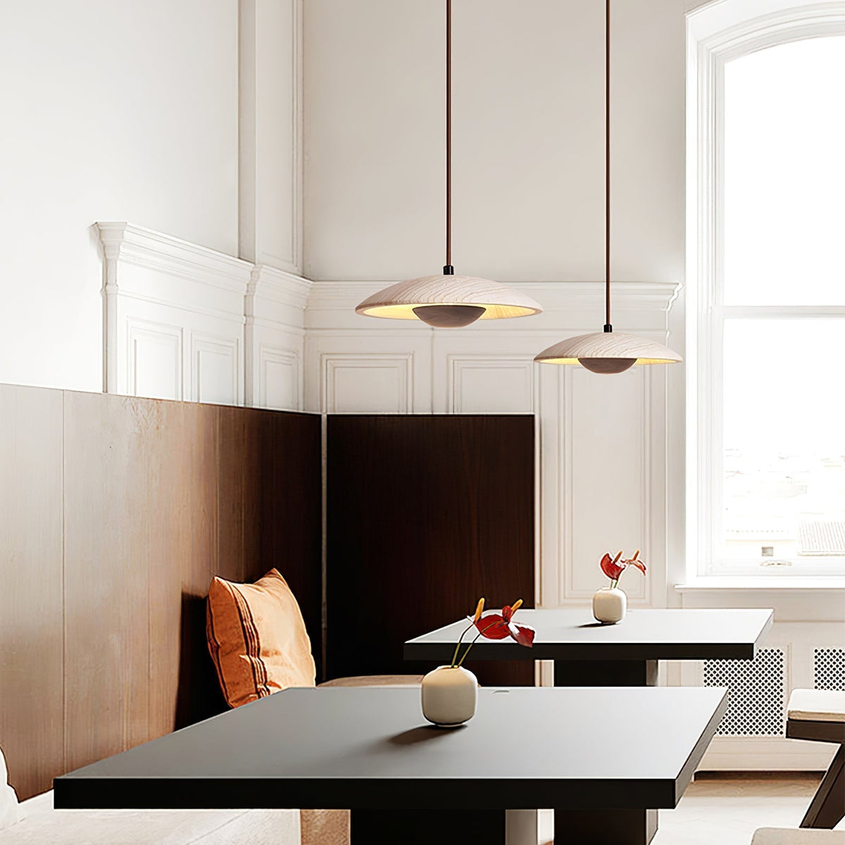Deleria Large-Bord Travertin Pendentif Lumière