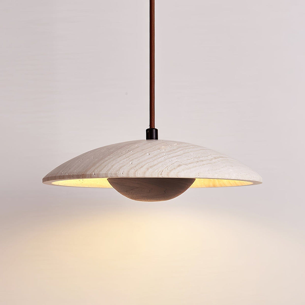 Deleria Large-Bord Travertin Pendentif Lumière