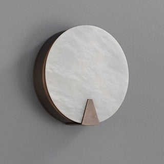 Solaris Halo Alabaster Wall Light-Neutral Decor